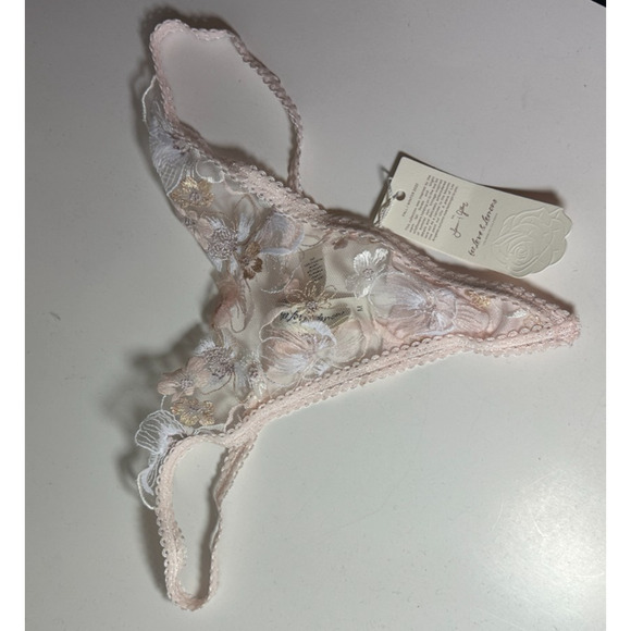 NWT For Love & Lemons Mae Teddy W/ Garters Babydoll Lingerie Pink Shimmer Med M - Picture 11 of 16